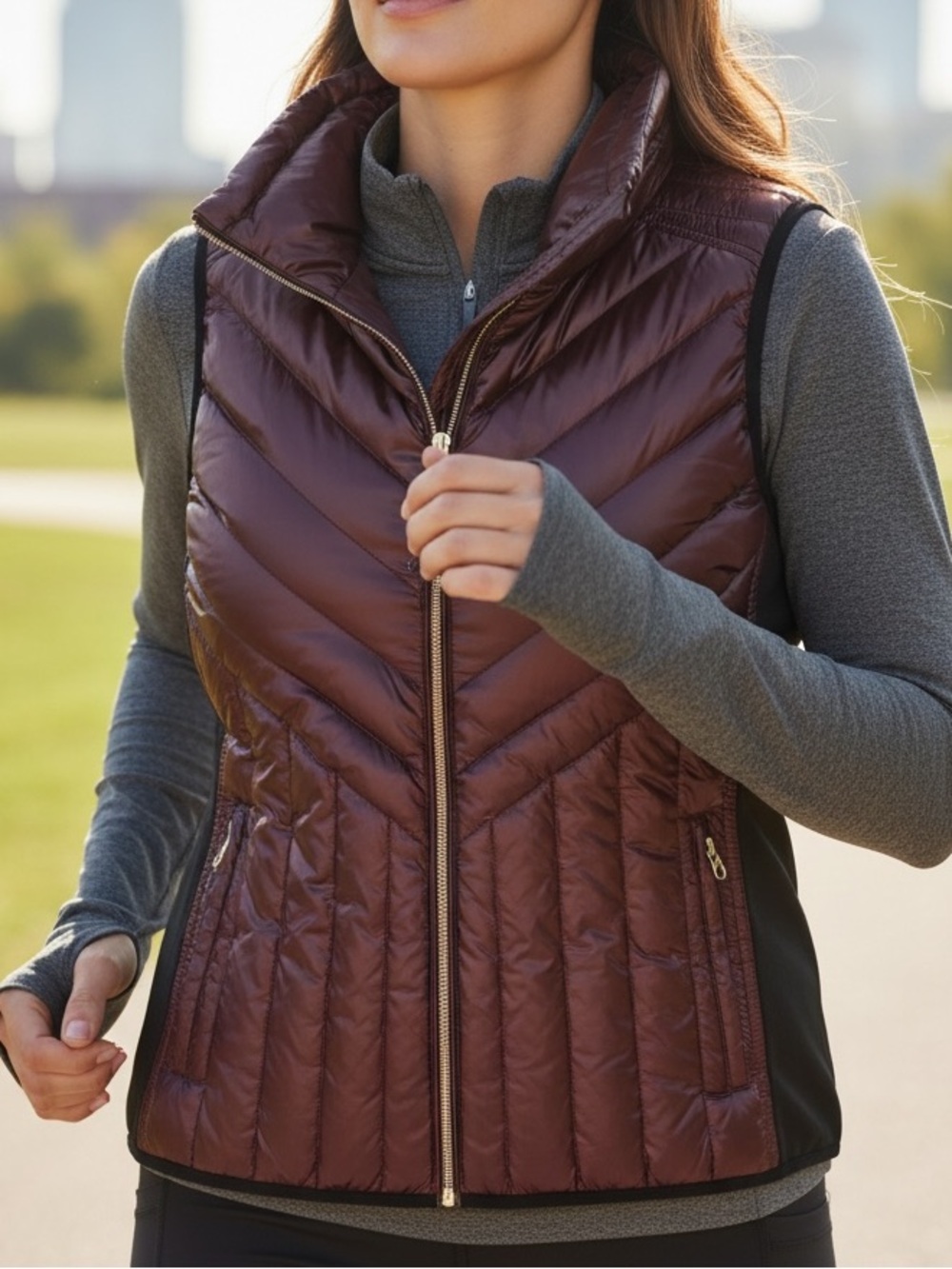 Calvin Klein Performance XL Down Filled Puffer Vest Burgundy